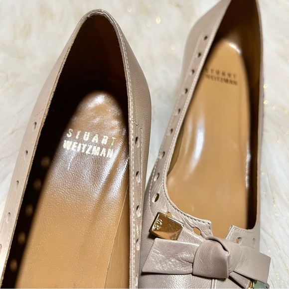 STUART WEITZMAN Women Vintage Metallic Bow Accent Kitten heels Shoes Size 6.5N - Picture 2 of 8